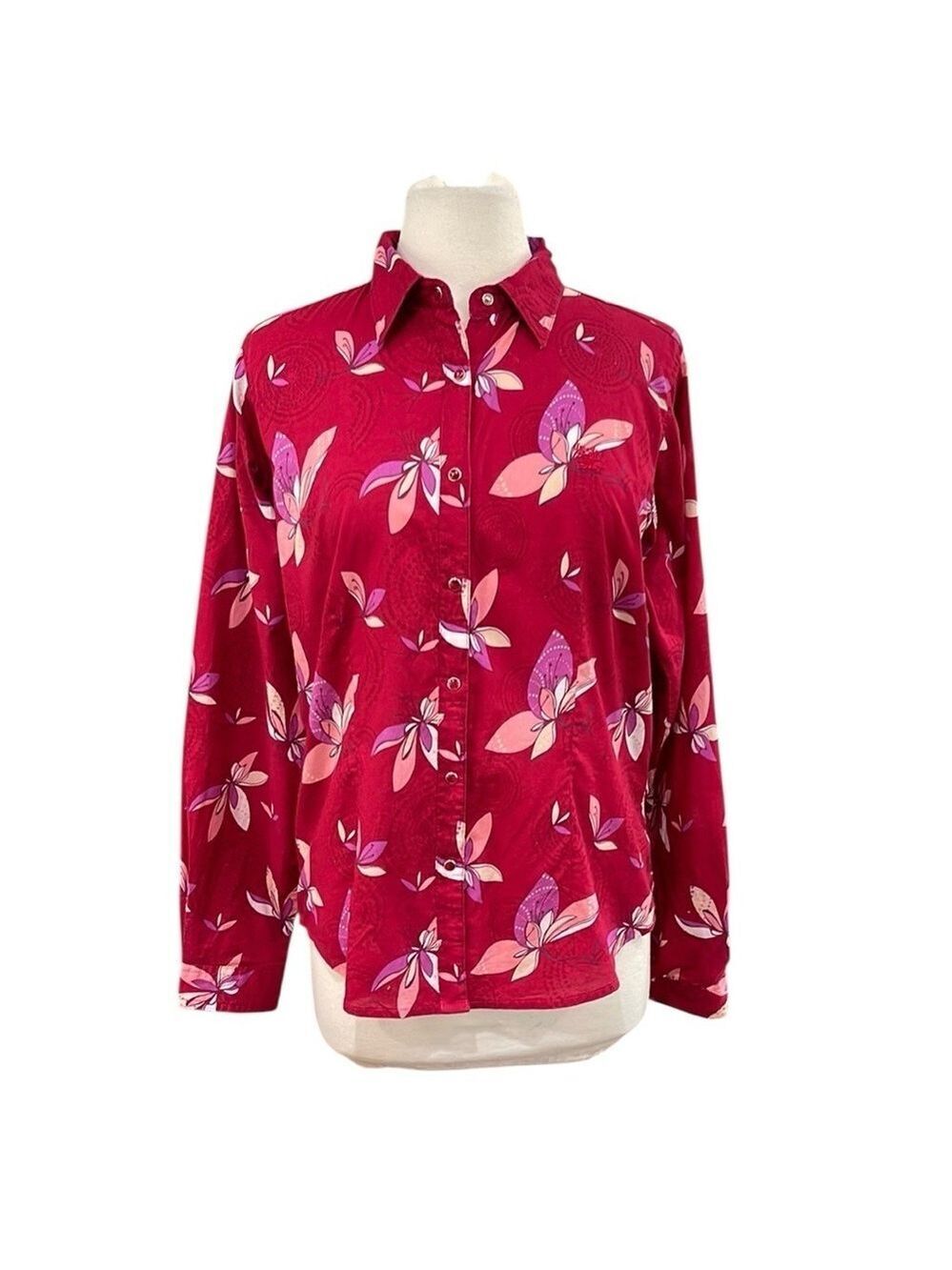 Twenty X Western Shirt Tailored Fit Floral Women’s Snap SZ L Red Pink Purple